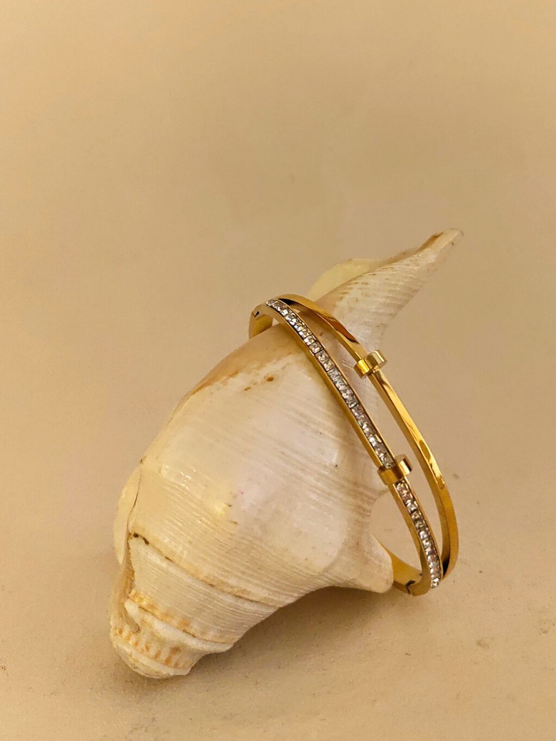 Double Line Studded Bracelet – 18K Gold Plated with Premium AD Stone