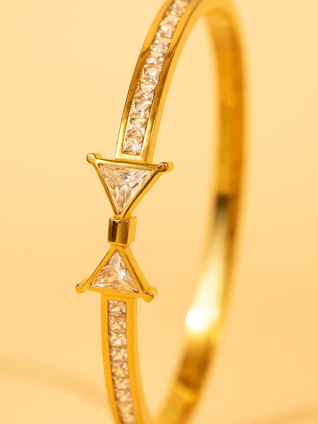 18K Gold Plated Bow Studded Bracelet for Women – Stainless Steel | Anti-Tarnish | Cubic Zirconia Stones