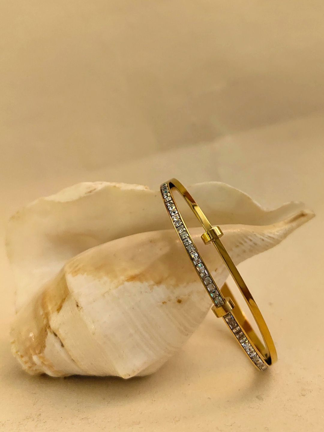 Double Line Studded Bracelet – 18K Gold Plated with Premium AD Stone
