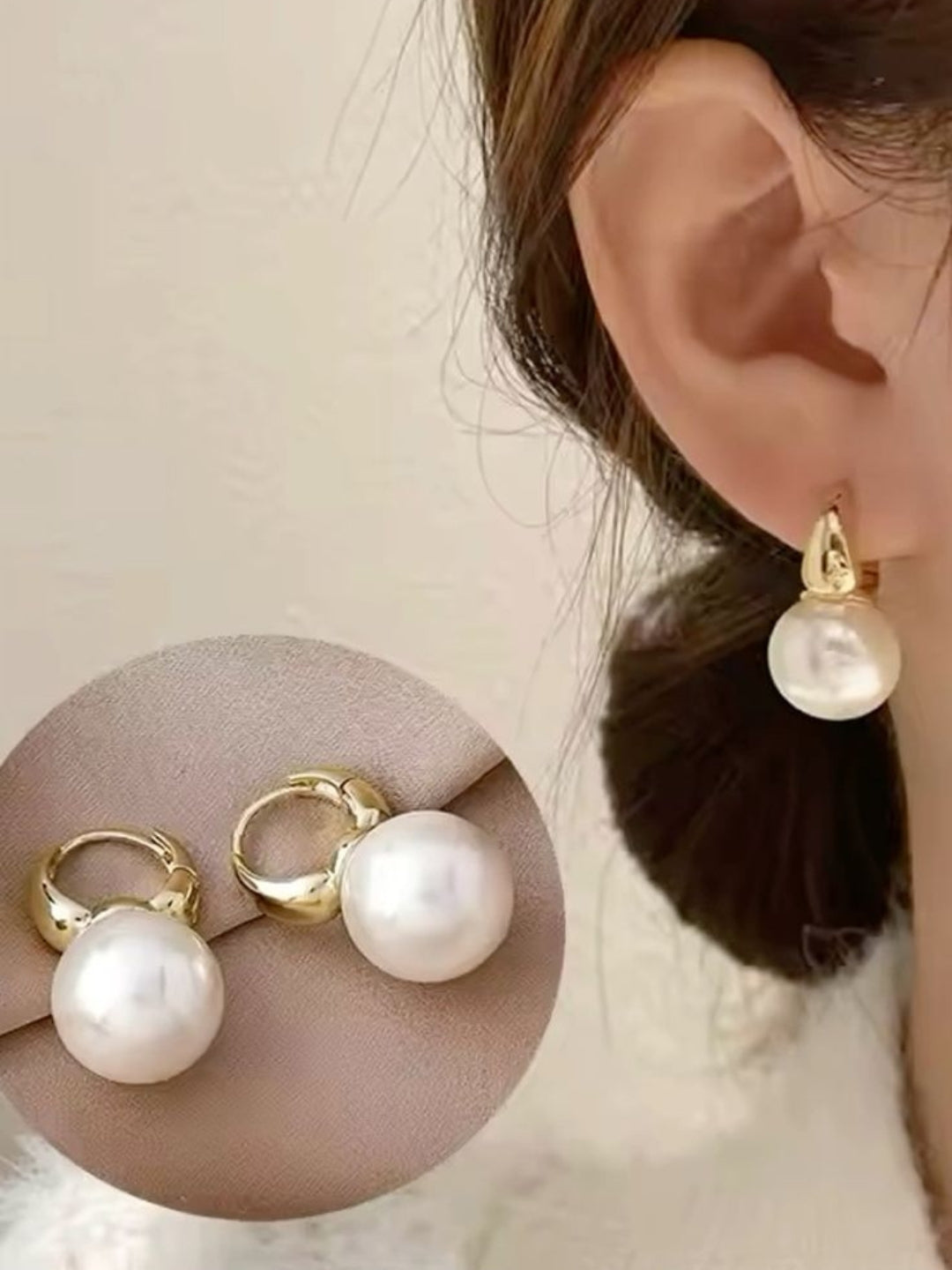 Gold Plated Pearl Huggie Hoop Earrings – Fashion Jewelry