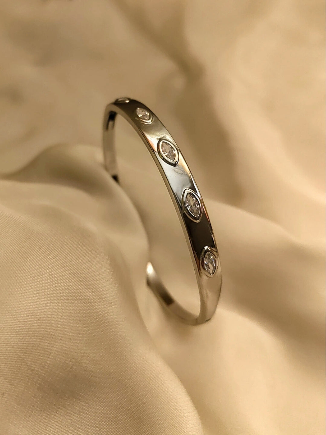 Éclat Marquise Cuff – Rhodium Plated Hypoallergenic Luxury Cuff Bracelet