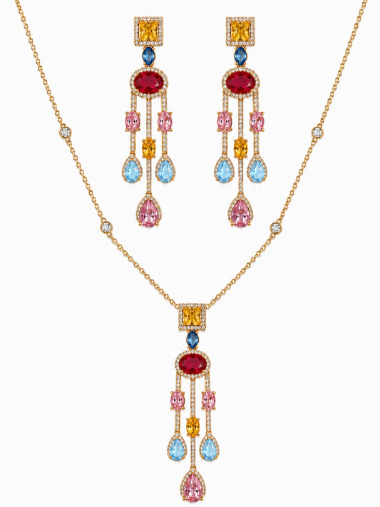 Cascata Multicolor Gold Plated Earring
