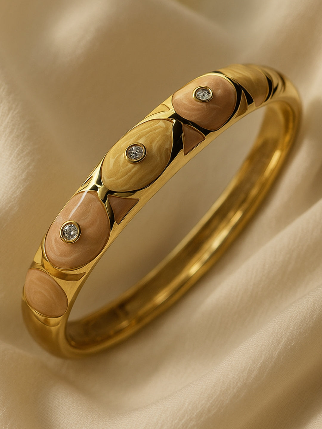 Pink & Yellow Enamel Studded Gold Bracelet | Anti-Tarnish Jewelry