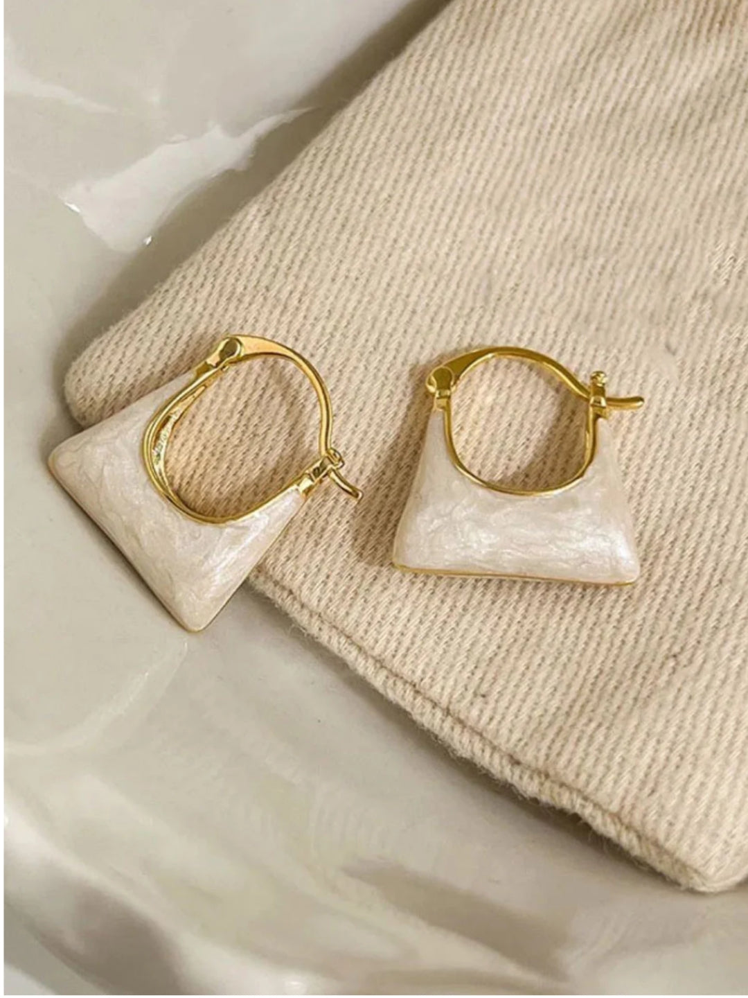 Gold Plated Quad Enamel Hoops Earrings for Women - Fashion Jewelry