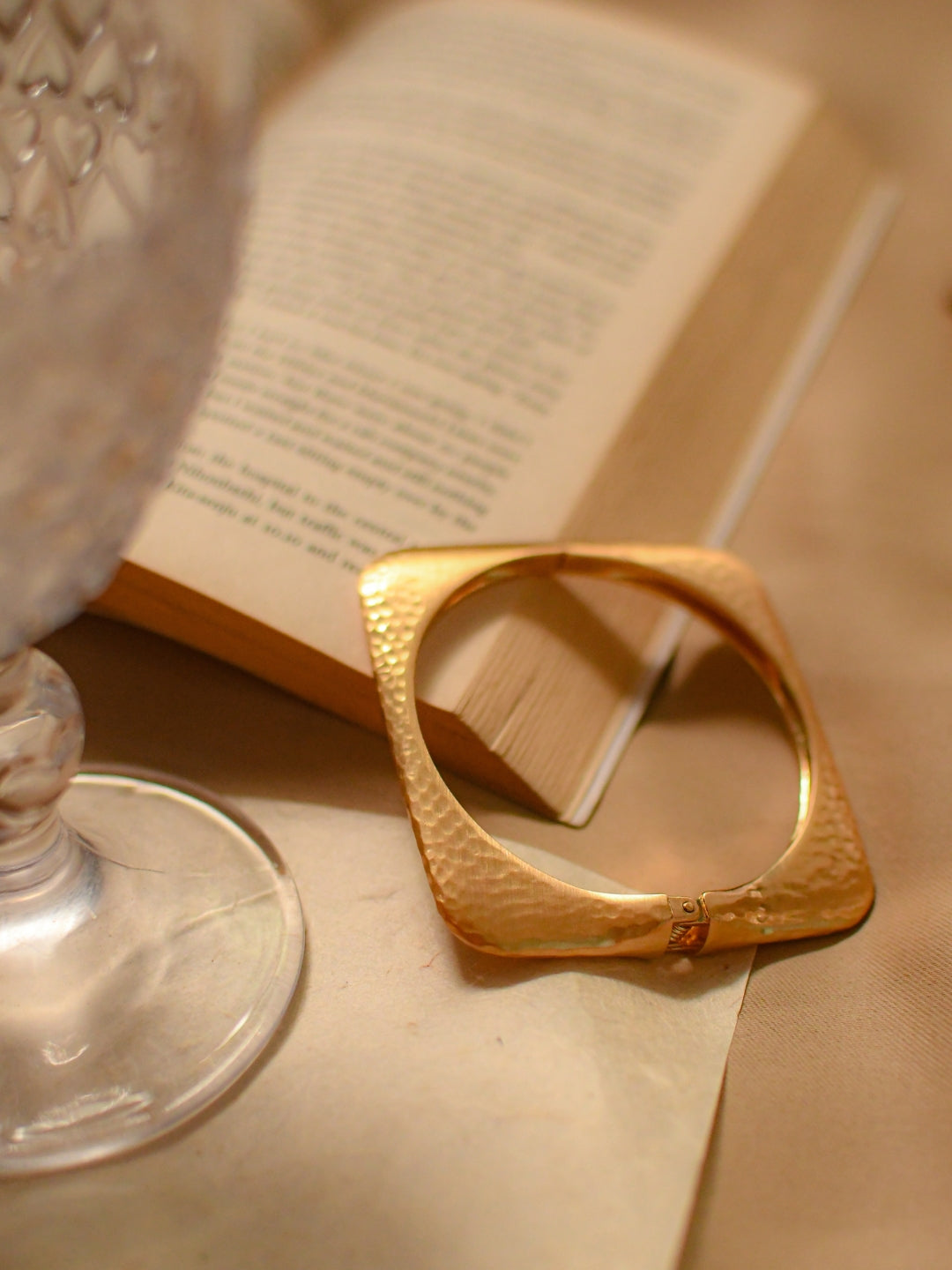 Artisanal Square Cuff – 18K Matte Gold Plated Bracelet