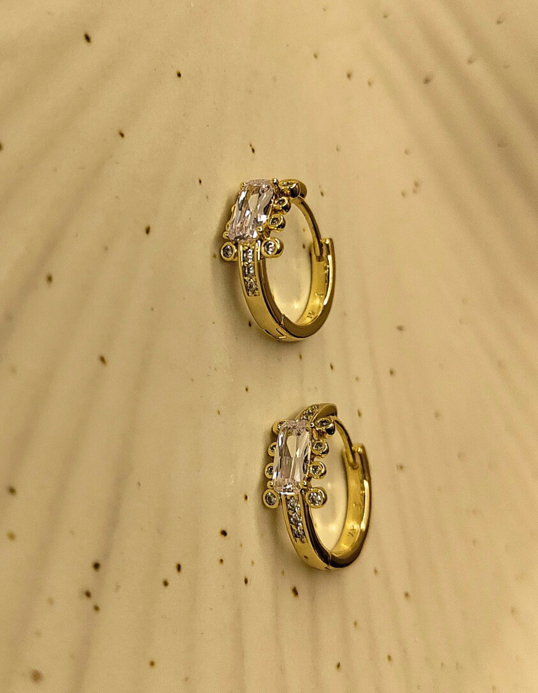 Single Stone Gold Hoops