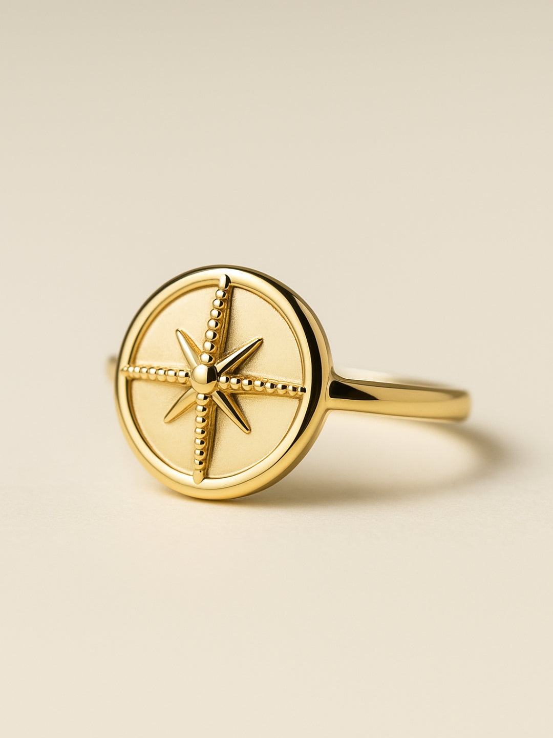 Adjustable MOP Star Ring in 14K Gold Plated Stainless Steel