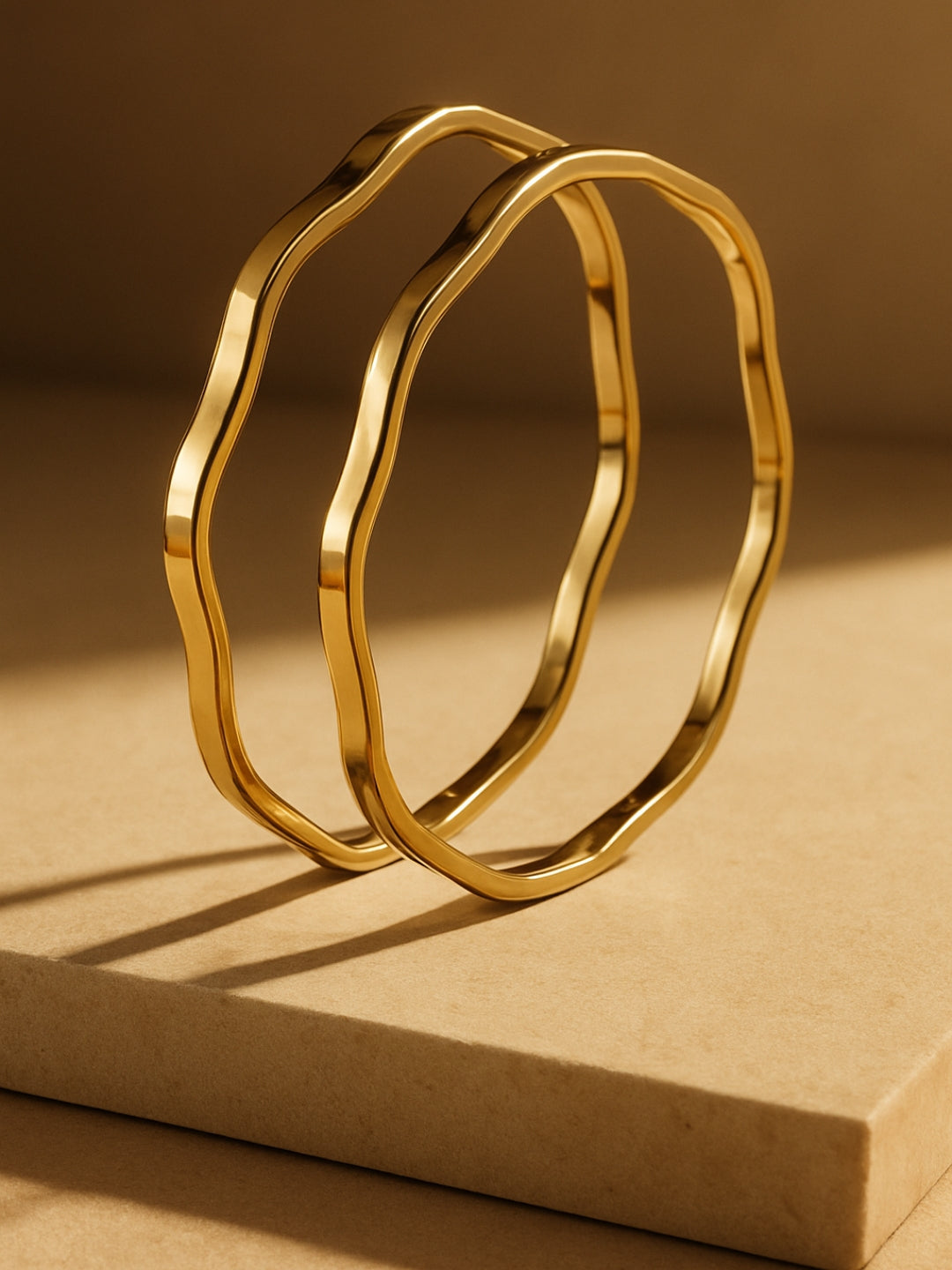 18K Gold Plated Wave Bangles – Anti-Tarnish, Skin Friendly, Water Resistant