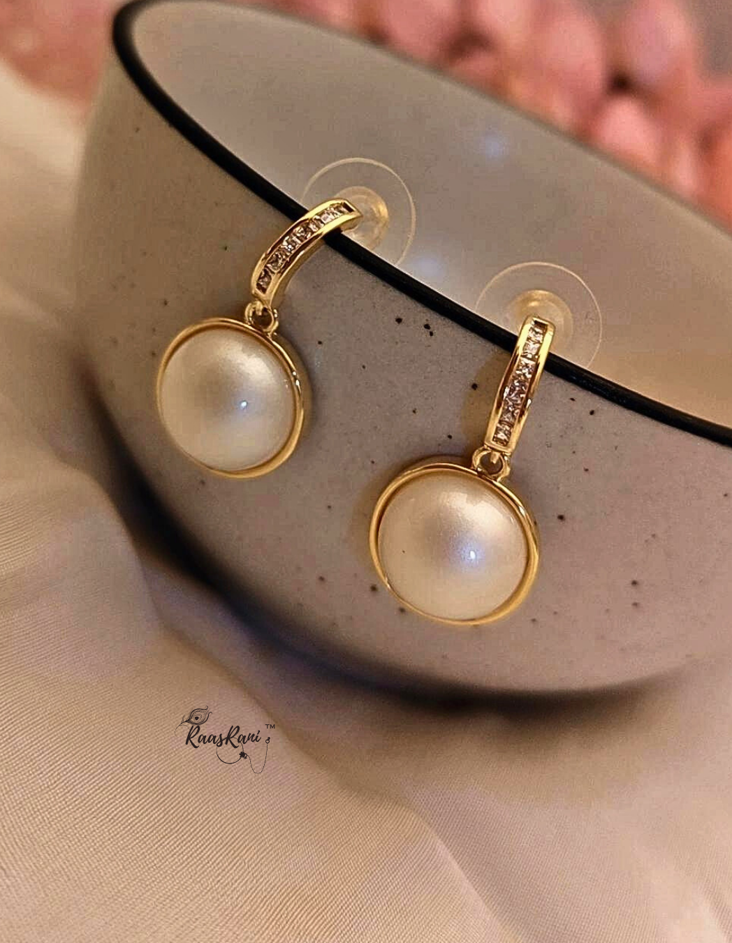 Hugging AD Hoops with Pearl Drops