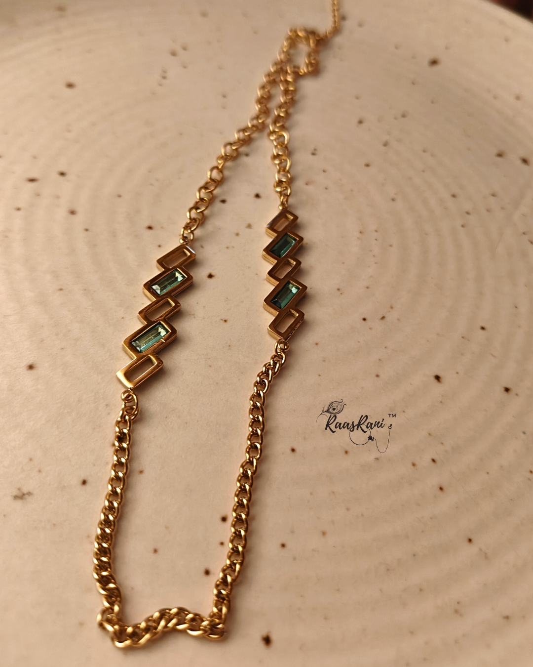 2 style chain with Green CZ