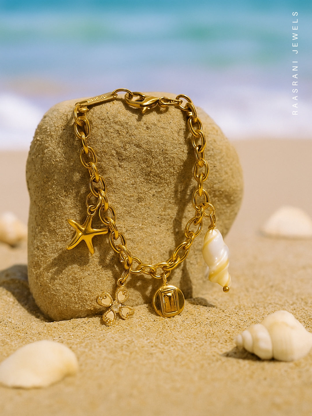 Shell Clover Star Bracelet - 18K Gold Plated, Adjustable, Anti-Tarnish