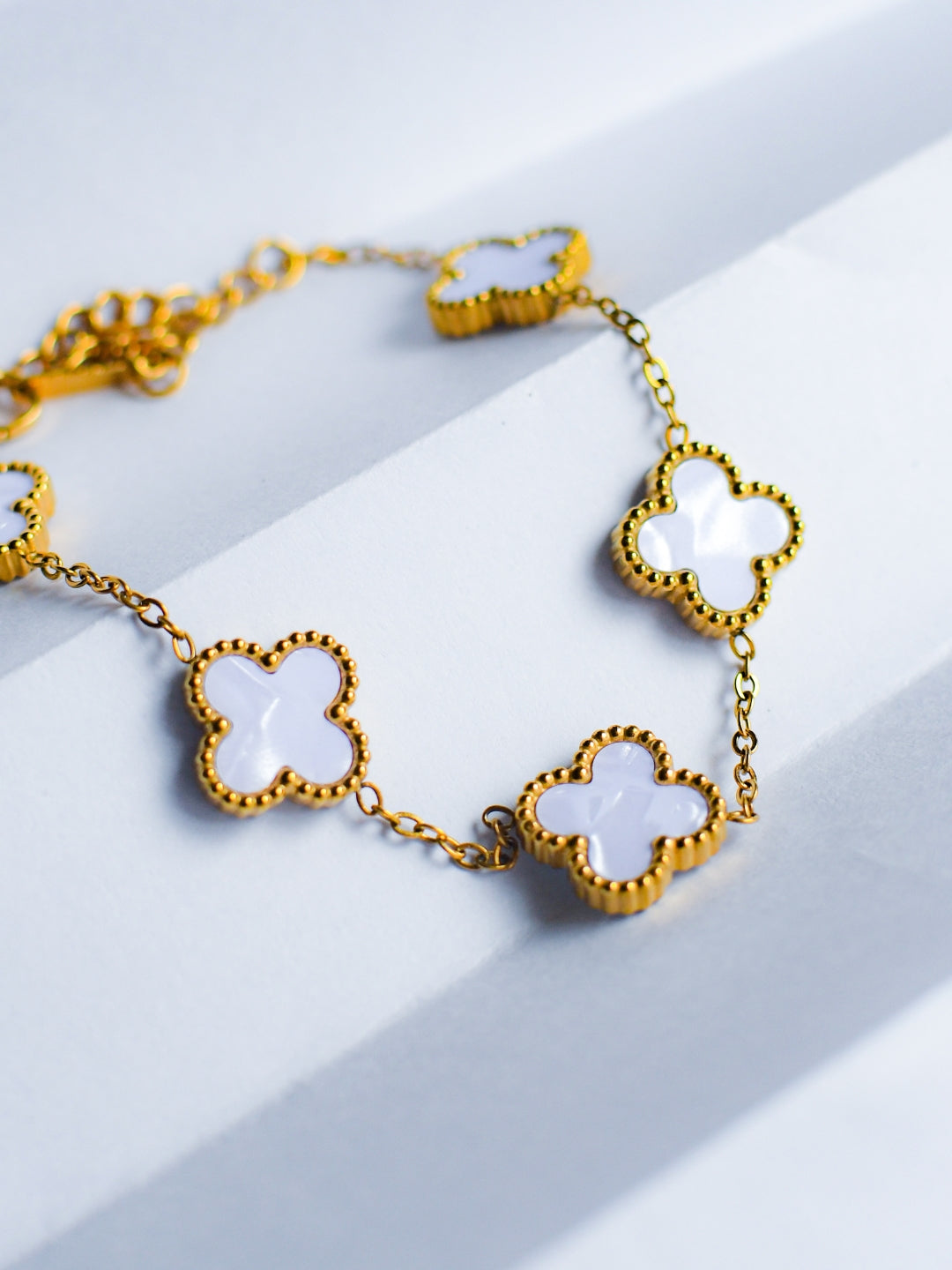 White Clover Chain Bracelet