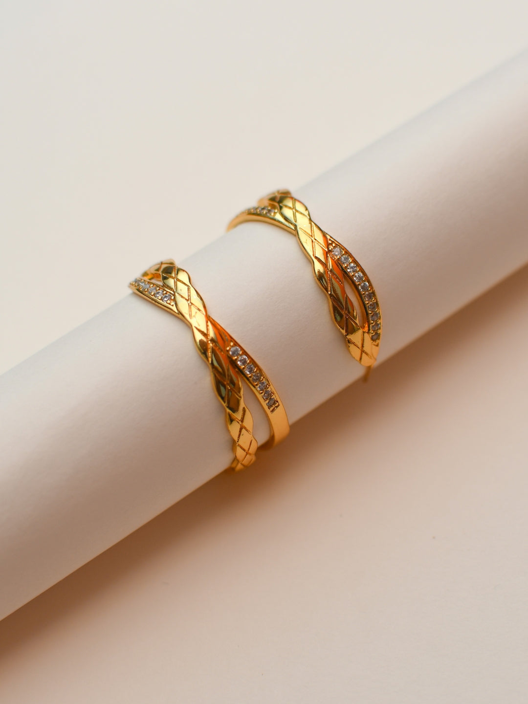 18K Gold Studded Big Criss Cross Hoops – Anti-Tarnish, Water Resistant