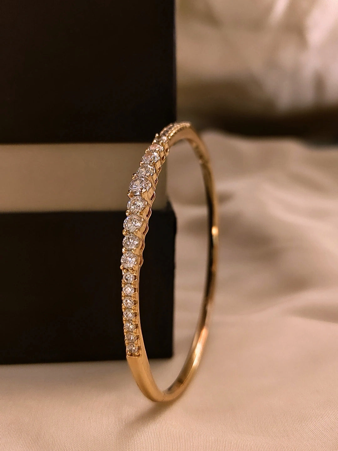 Aurora Dual-Stone Cuff – Rose Gold | Big & Small AD Studded | 2'4–2'6 Fit