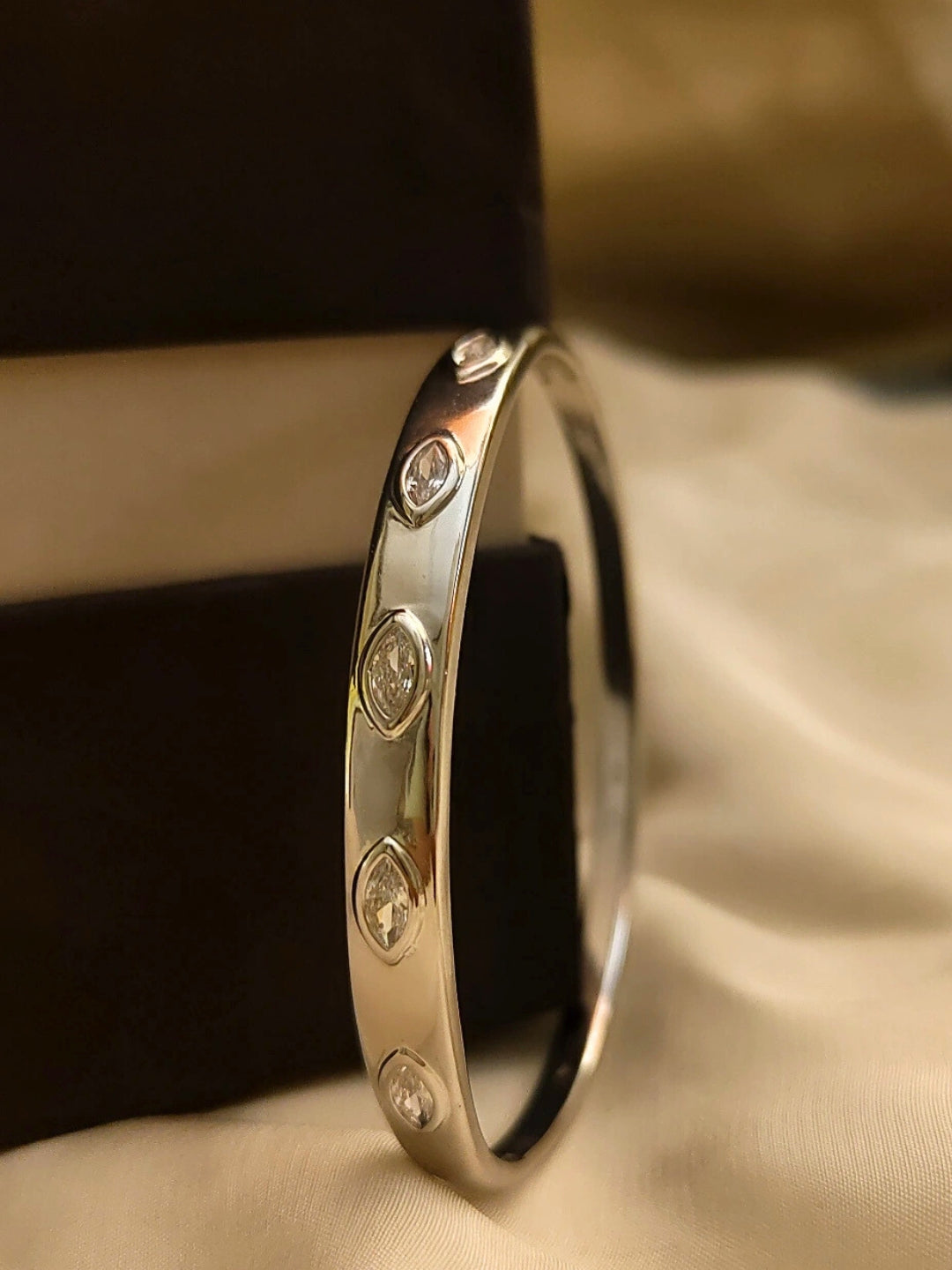 Éclat Marquise Cuff – Rhodium Plated | Hypoallergenic Luxury Cuff Bracelet