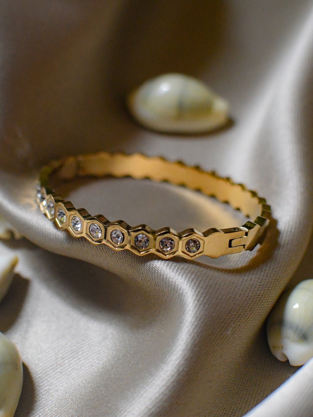 18K Gold Hexagon CZ Bracelet for Small Wrist – Anti-Tarnish