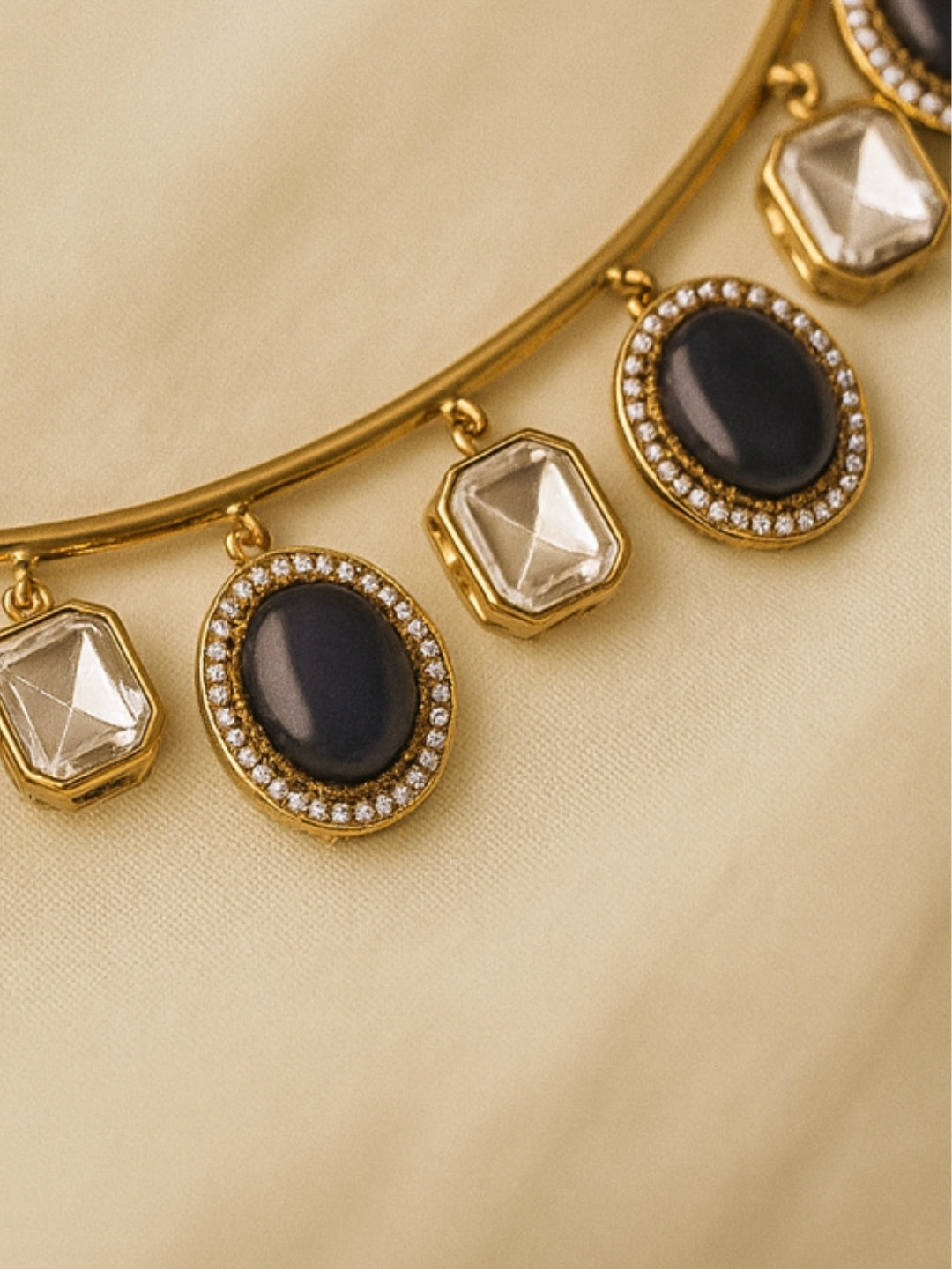 Purple Moissanite Hansuli Necklace Set with Earrings – Gold Plated Jewelry