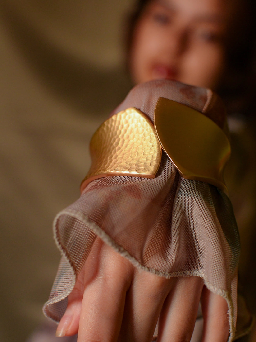 Artisan Gold Cuff – Matte Statement Bracelet
