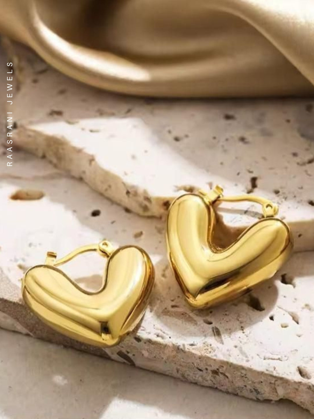 Gold Heart Hoop Earrings | 18K Gold Plated Everyday Hoops