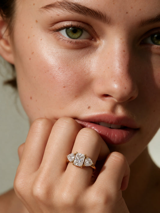 Heart & Marquise Solitaire Ring - 18kt Gold Plating