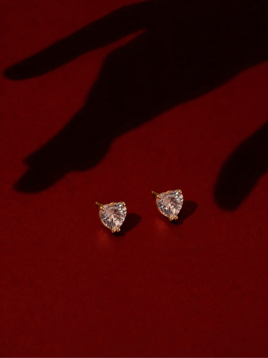 Heart-Cut Solitaire Stud Earrings |