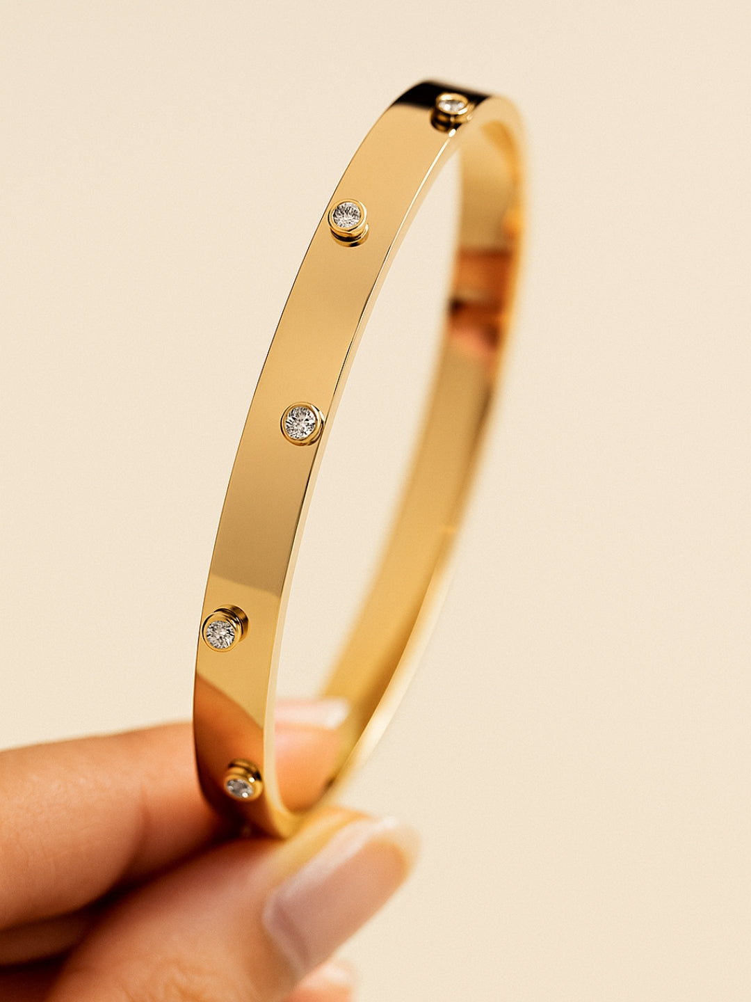 18k Gold Plated Small Stone Cuff Bracelet – Anti Tarnish & Waterproof