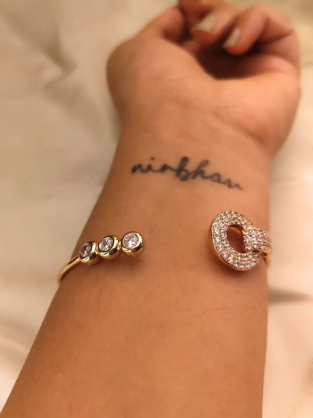 Solace Open Cuff – Rose Gold | Dual-Sided AD Statement Bracelet