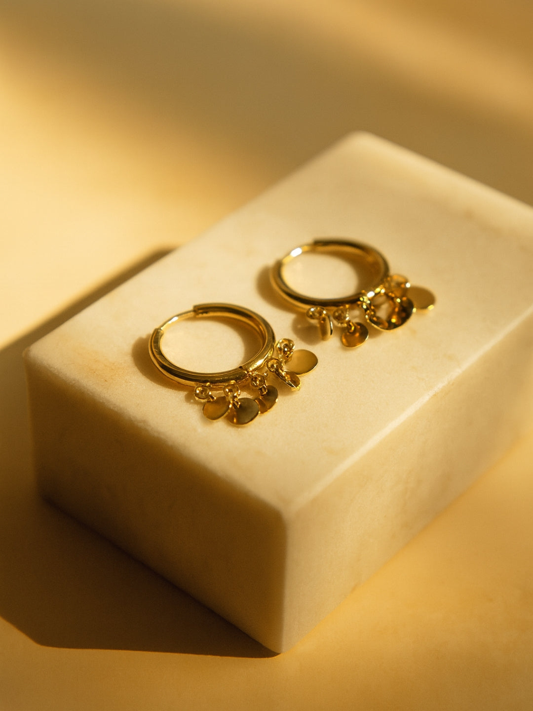 Gold Hoop Earrings with Dangling Charms – Fashion Jewelry