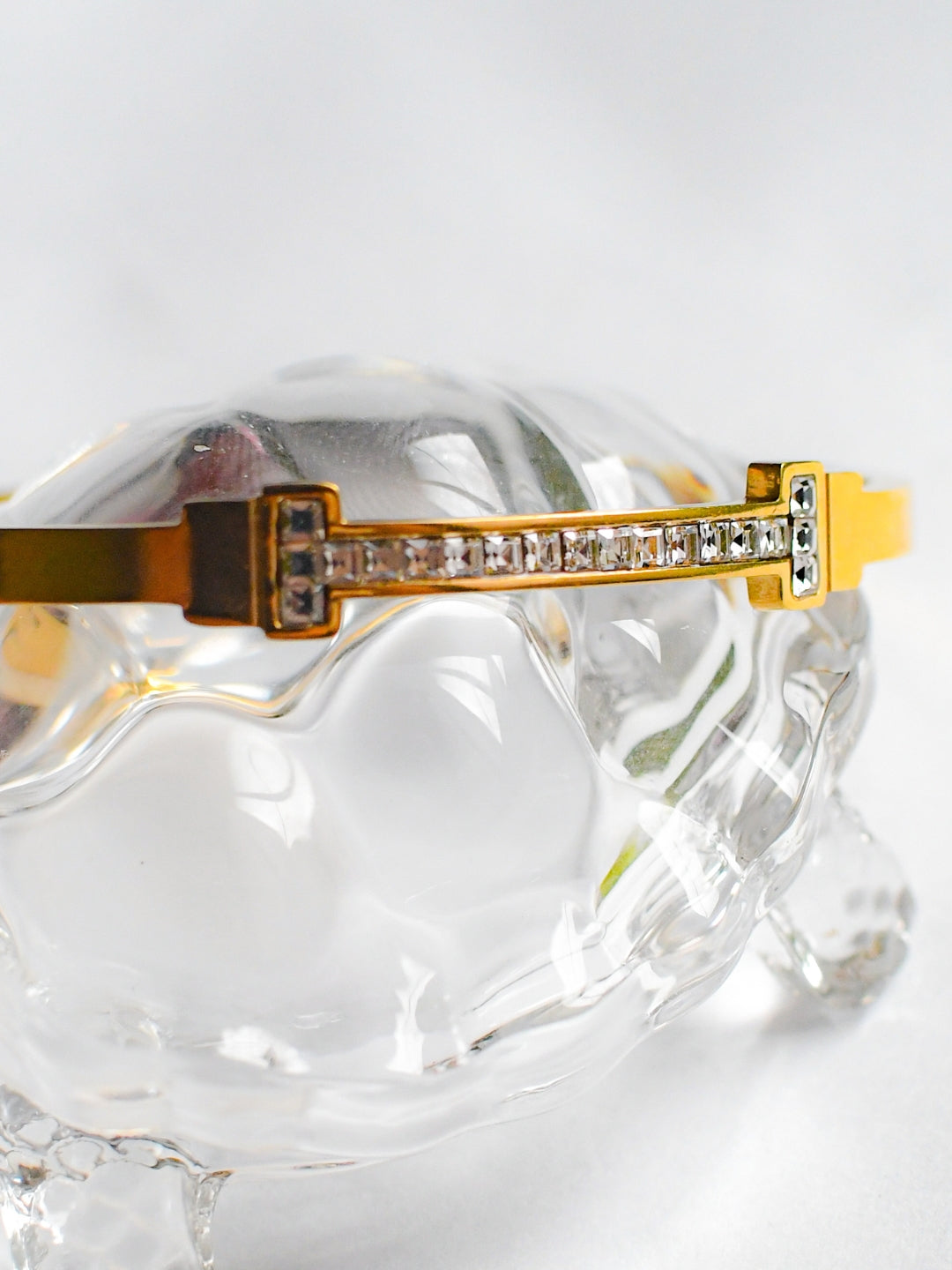 T-Bar Studded Gold Bracelet – Elegant Minimalist Bangle for Everyday Luxe
