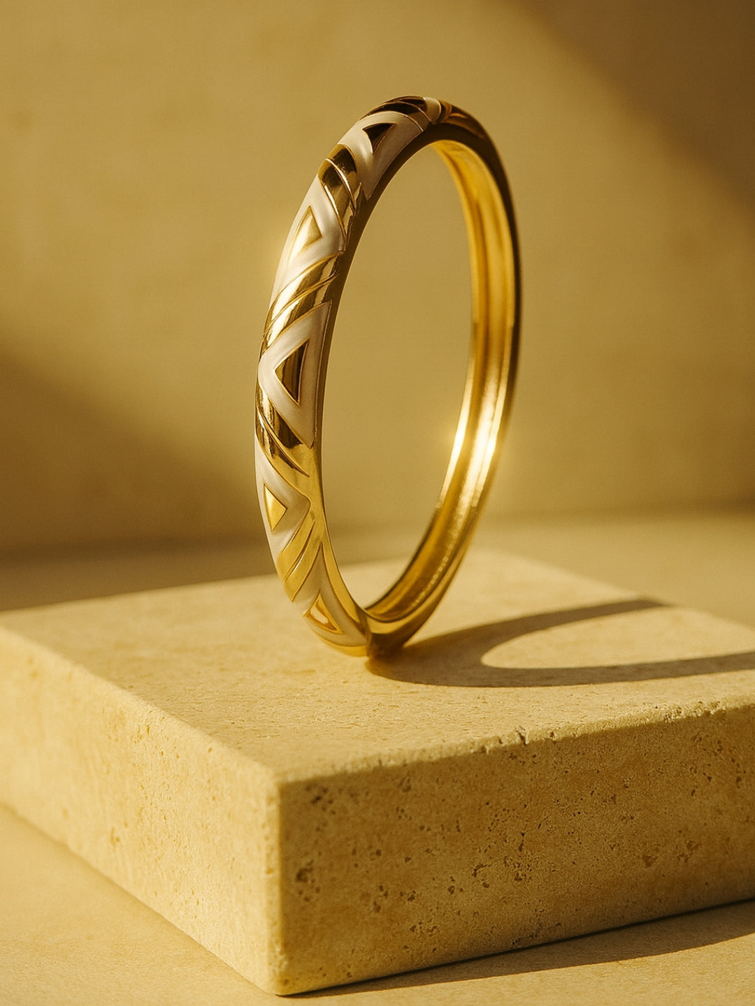 White Designer Enamel Bracelet – 18k Gold Plated, Anti-Tarnish