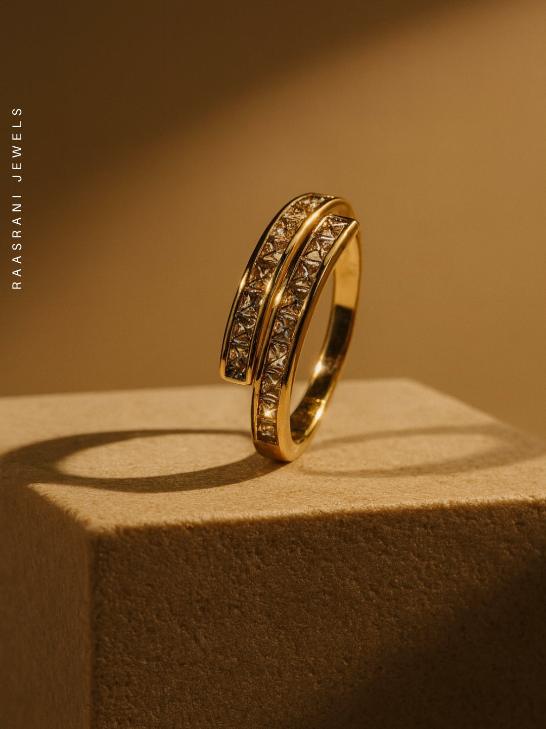 18k Gold Plated White 2 Line Ring – Anti Tarnish & Adjustable