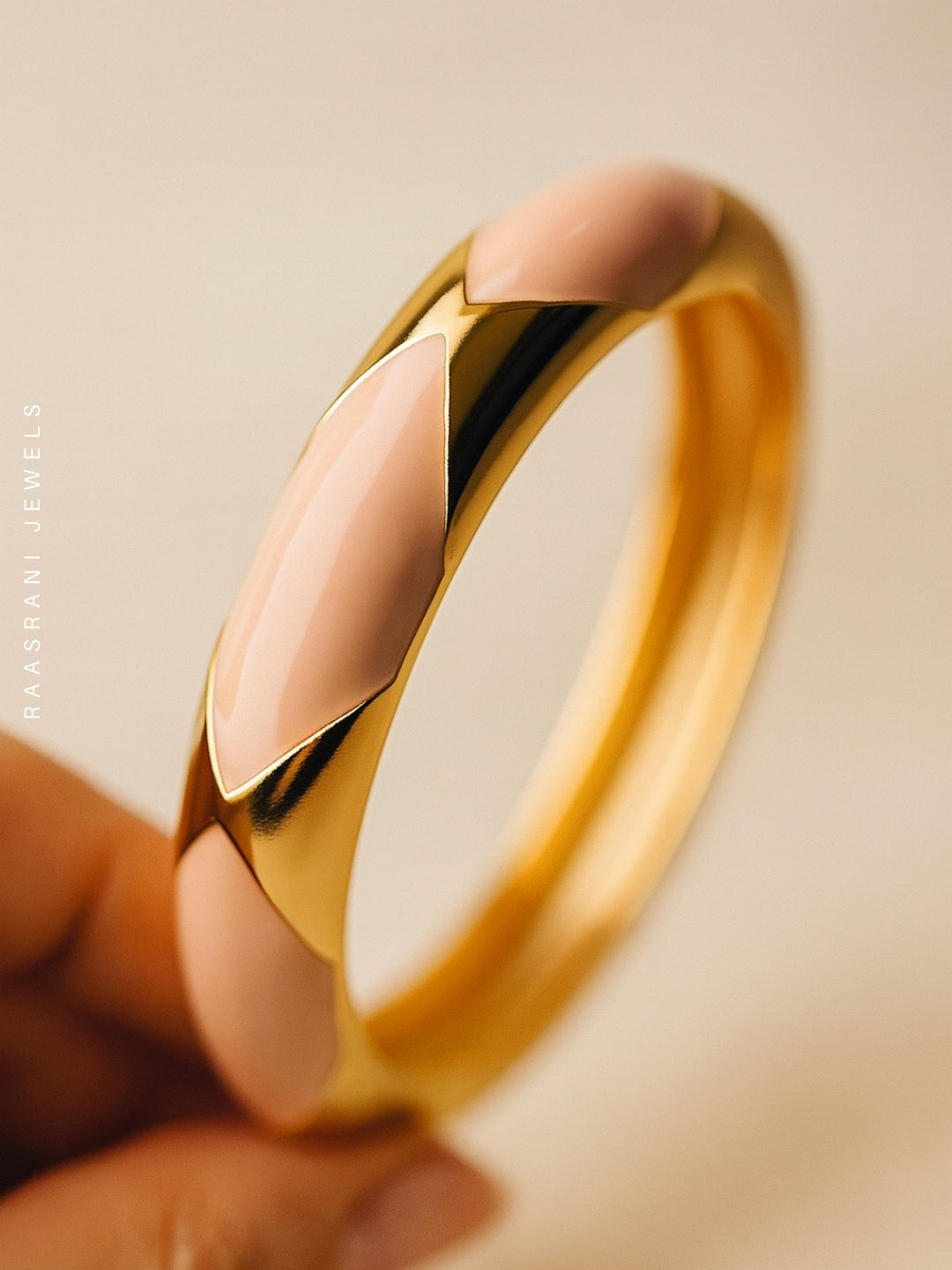 Pink Designer Enamel Bracelet in 18K Gold Plating
