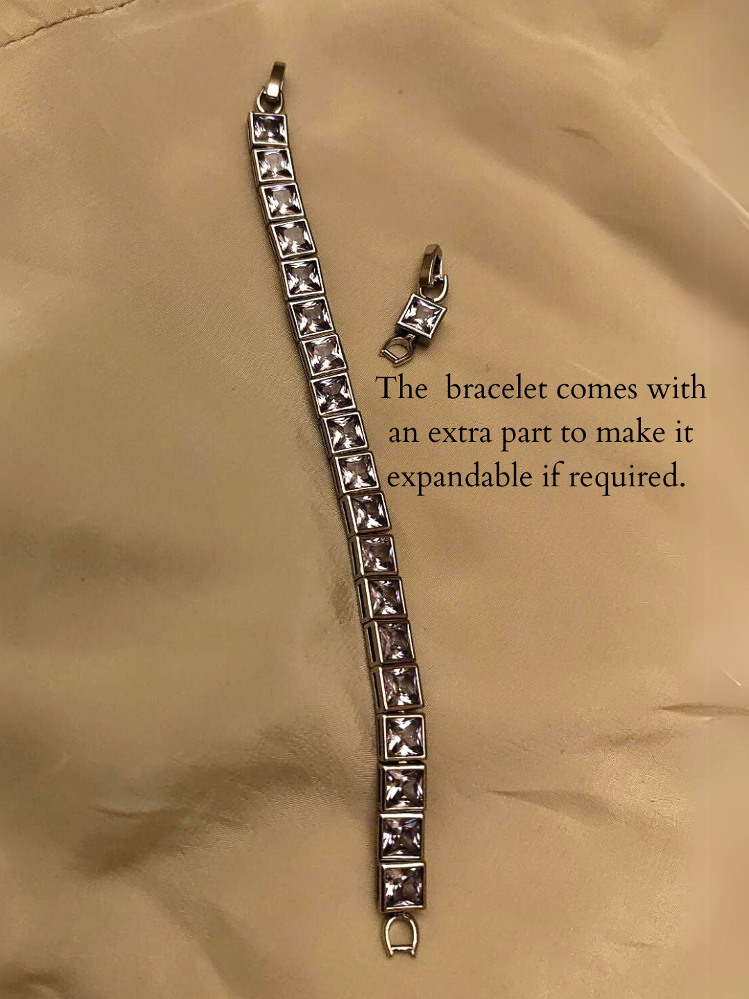 Silver Square Stone Tennis Bracelet