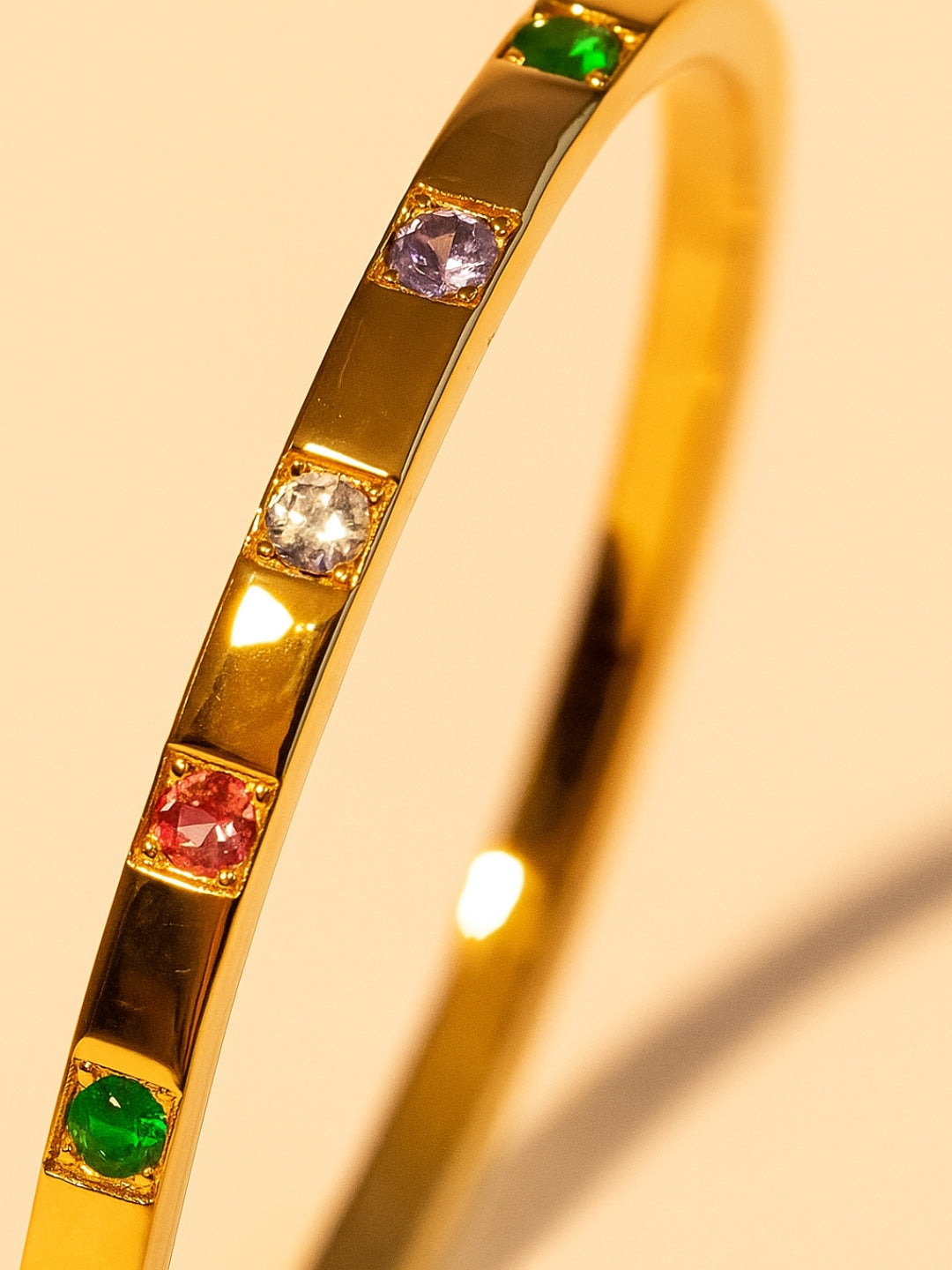 18Kt Gold Plated Multi-Stone Studded Bracelet for Women – Stainless Steel, Anti-Tarnish, CZ Stones