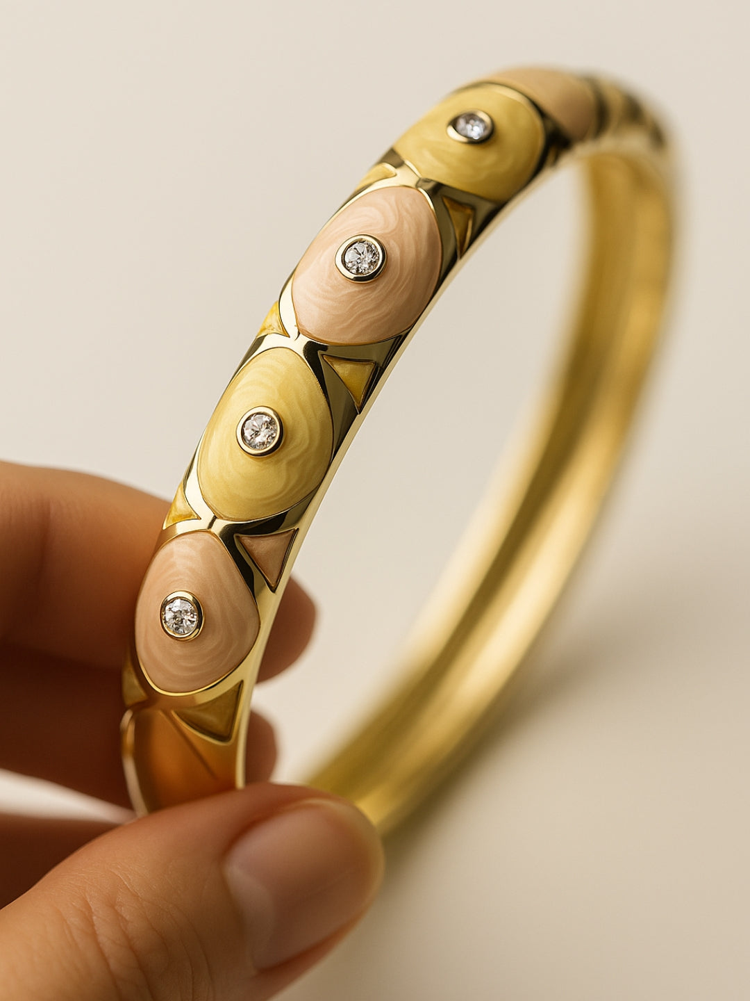 Pink & Yellow Enamel Studded Gold Bracelet | Anti-Tarnish Jewelry