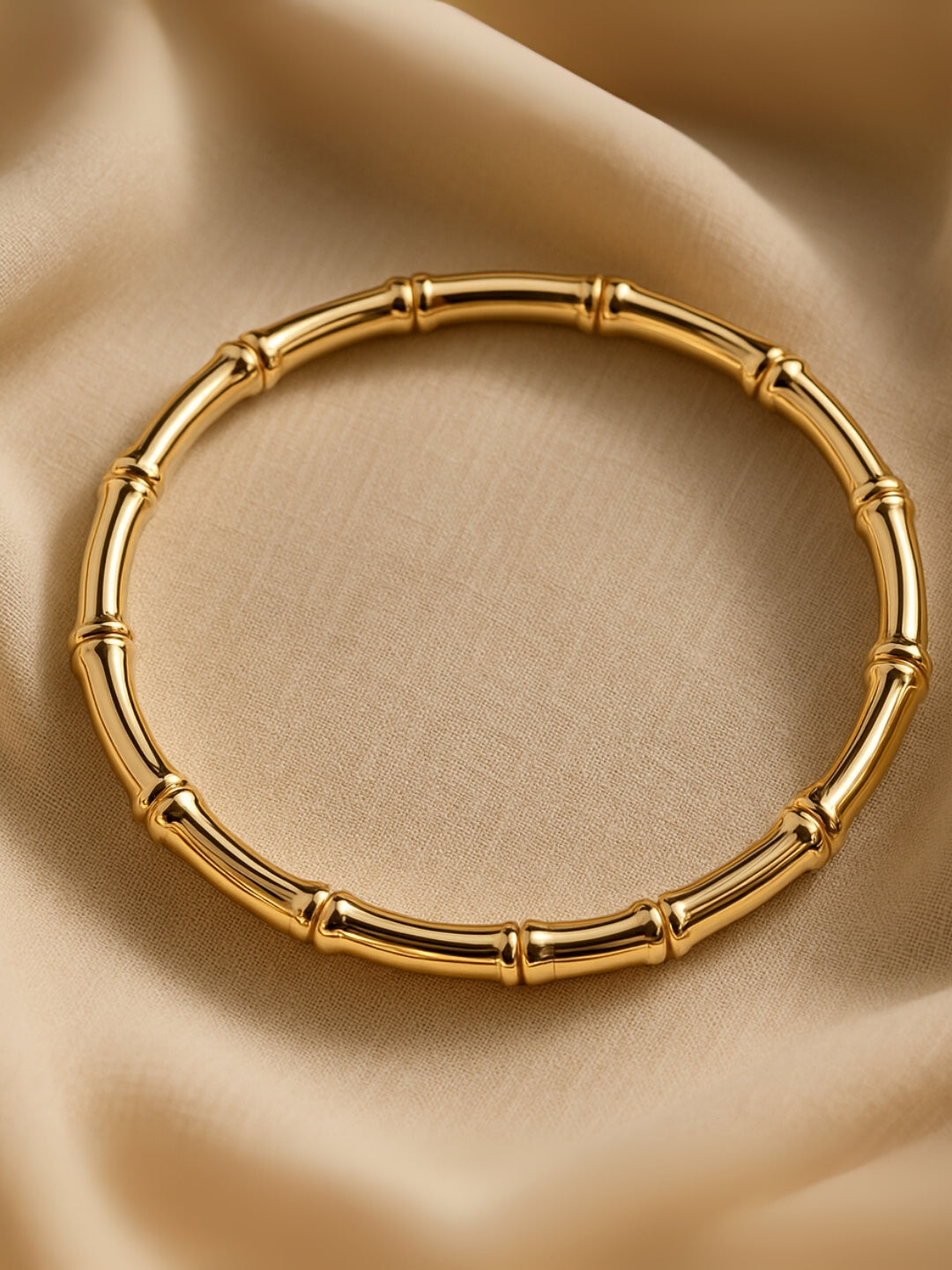 Bamboo Full Cuff Bracelet in 18K Gold | Anti-Tarnish, Everyday Jewelry