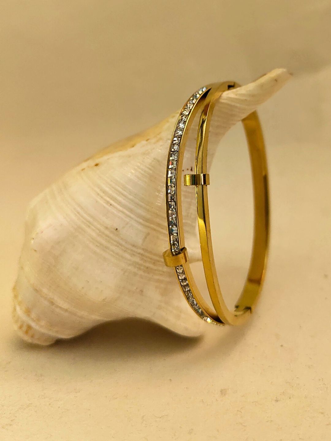 Double Line Studded Bracelet – 18K Gold Plated with Premium AD Stone