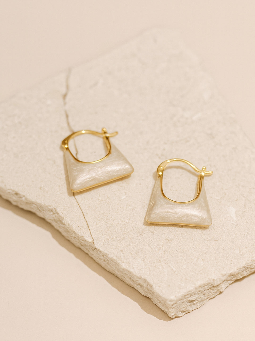 Gold Plated Quad Enamel Hoops Earrings for Women - Fashion Jewelry