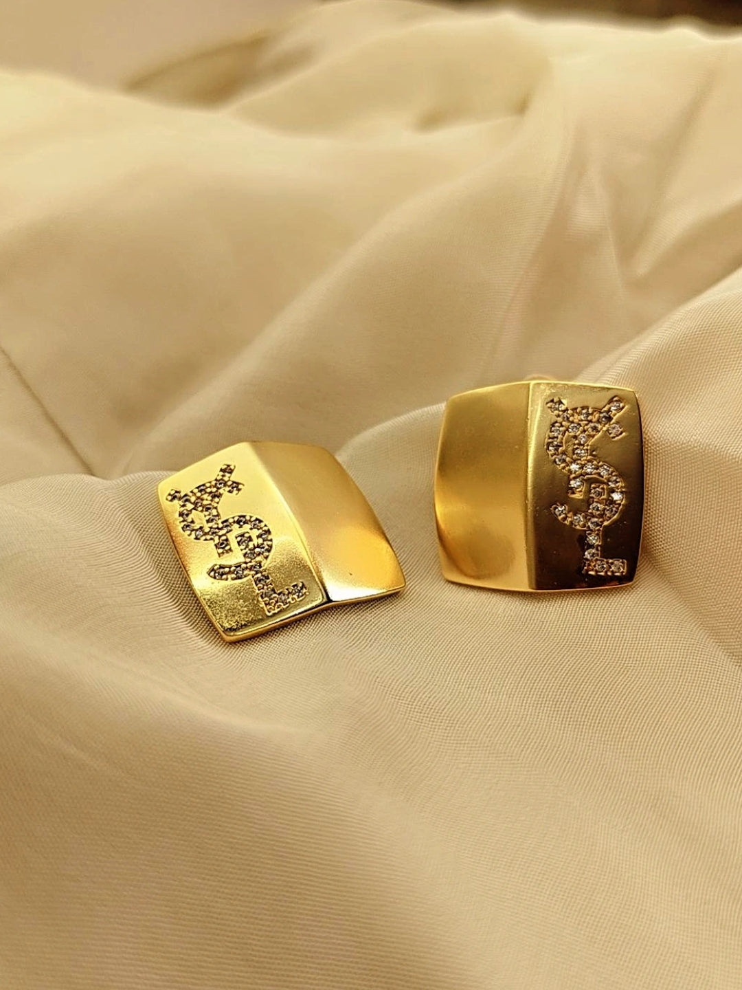 Brand Inspired Matte Gold Sculptural Stud Earrings – 18K Plated