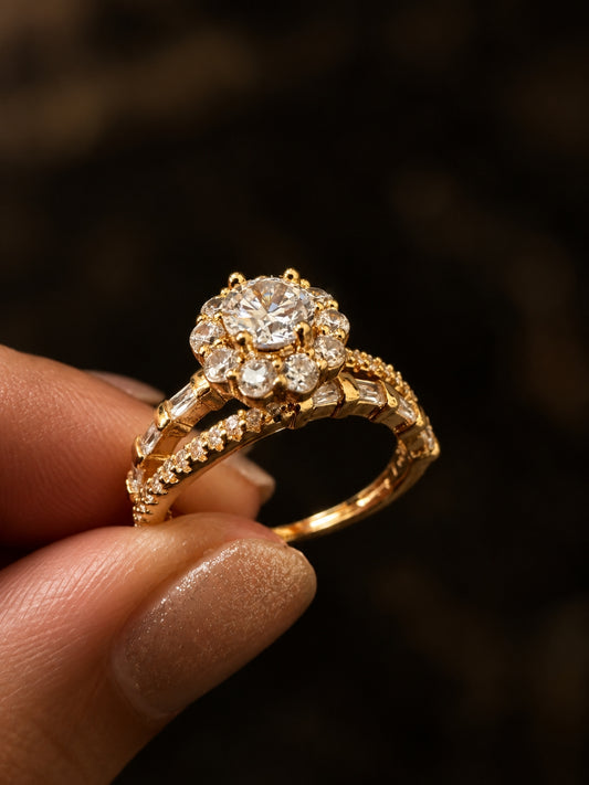 18K Rose Gold Plated Solitaire CZ Statement Ring | Anti Tarnish