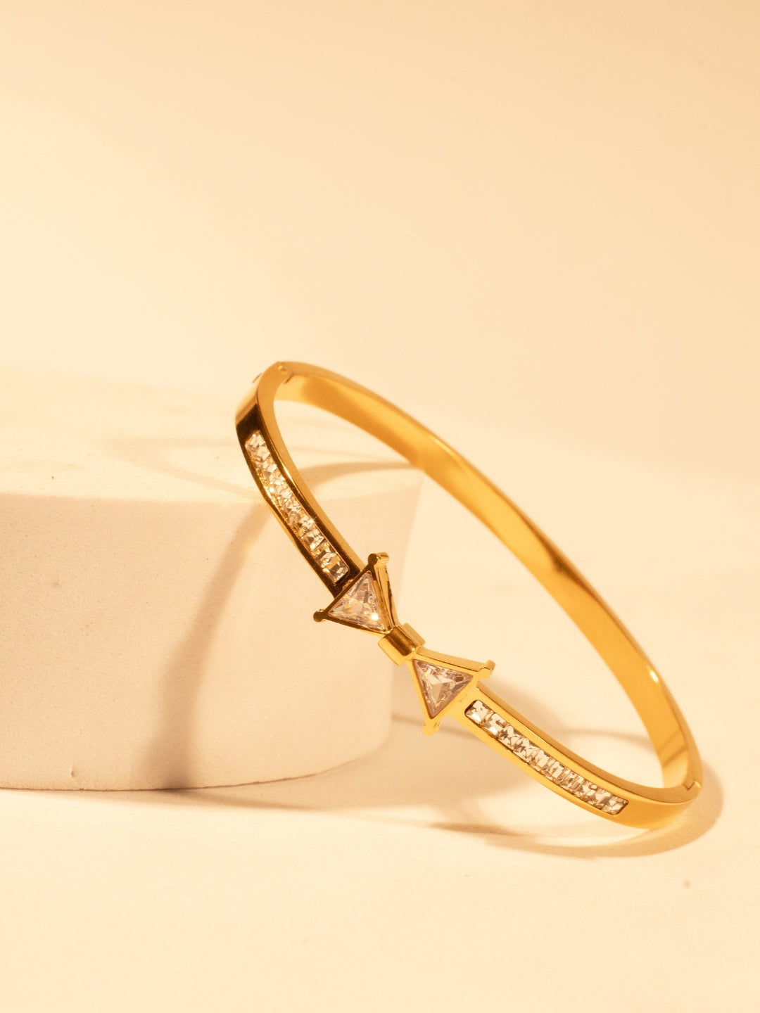 18K Gold Plated Bow Studded Bracelet for Women – Stainless Steel | Anti-Tarnish | Cubic Zirconia Stones
