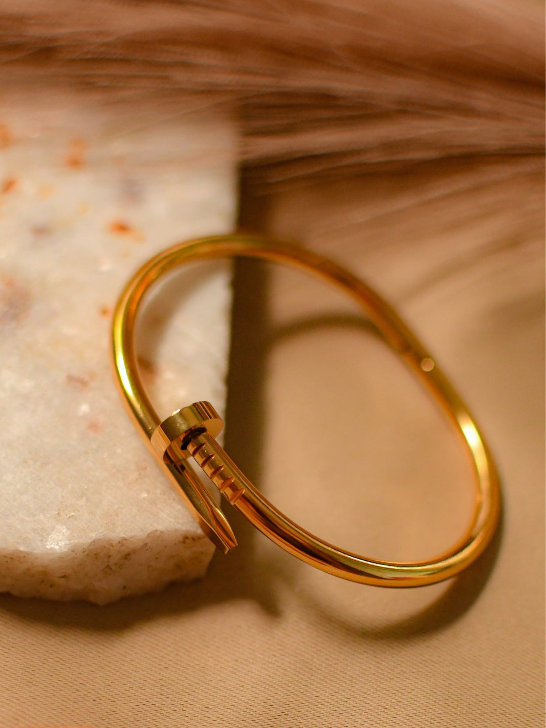 18K Gold Nail Bangle | Anti-Tarnish Stainless Steel Bracelet