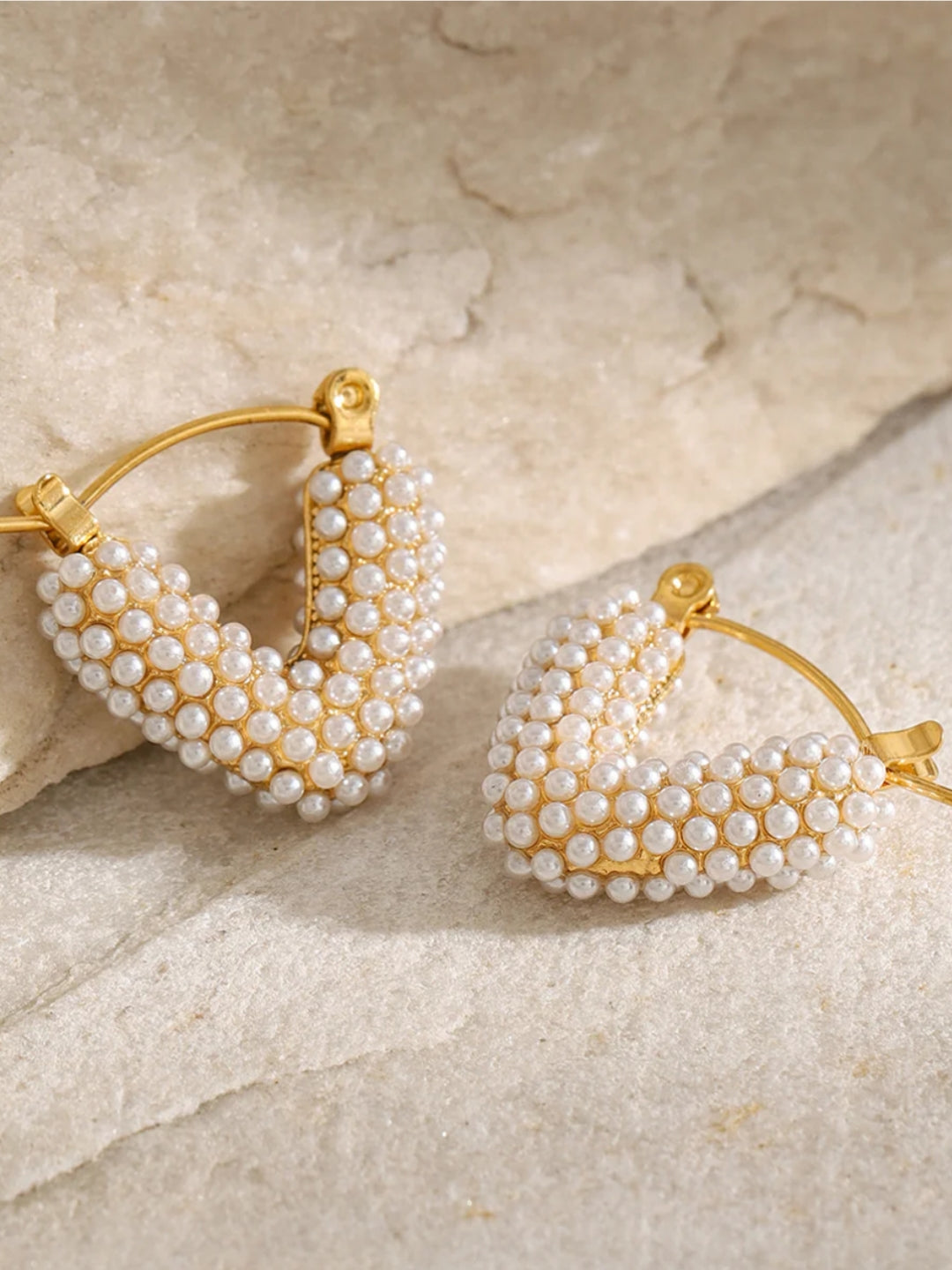 Gold Pearl Heart Hoop Earrings – Trendy Fashion Jewelry