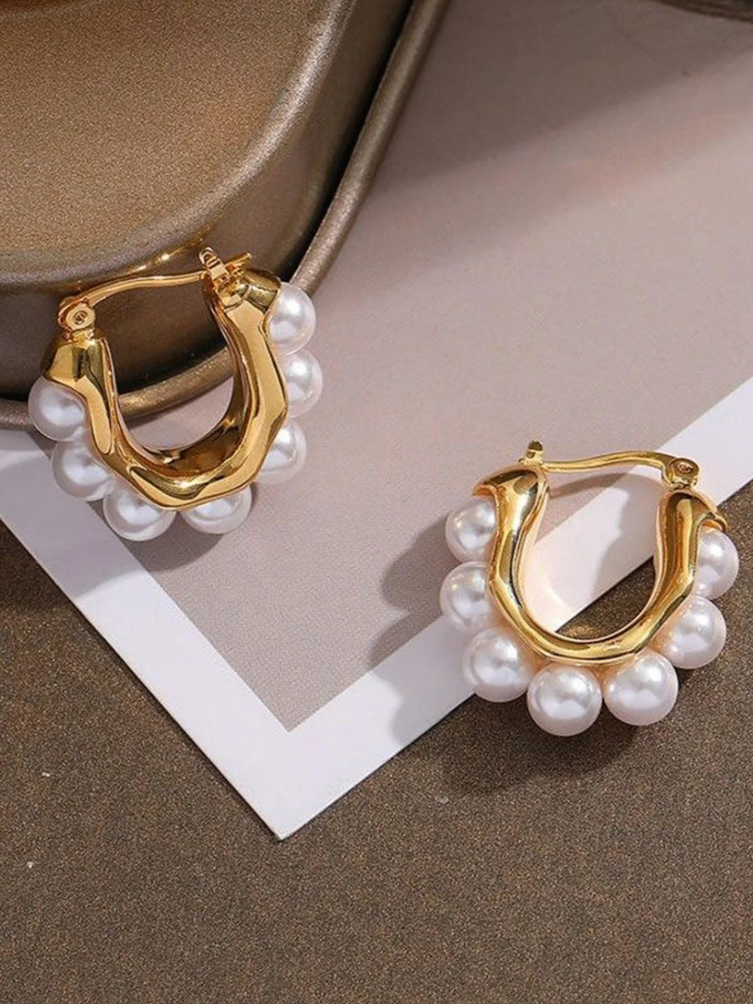 Gold Pearl Hoop Earrings – Full Pearl Sculptural Hoops