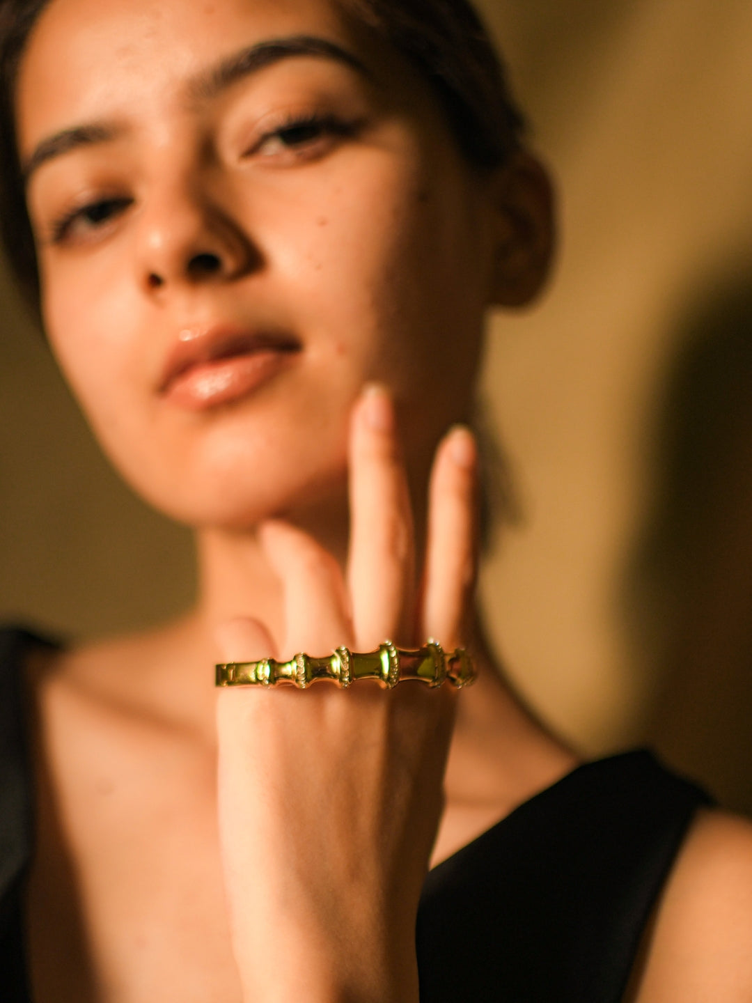Bamboo Studded Bracelet – 18KT Gold-Plated Elegance