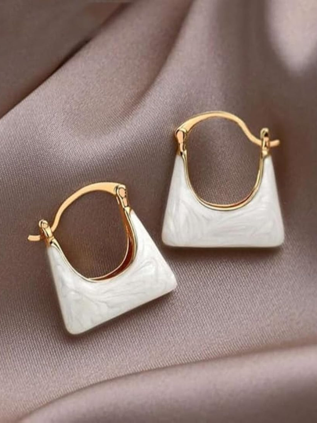 Gold Plated Quad Enamel Hoops Earrings for Women - Fashion Jewelry