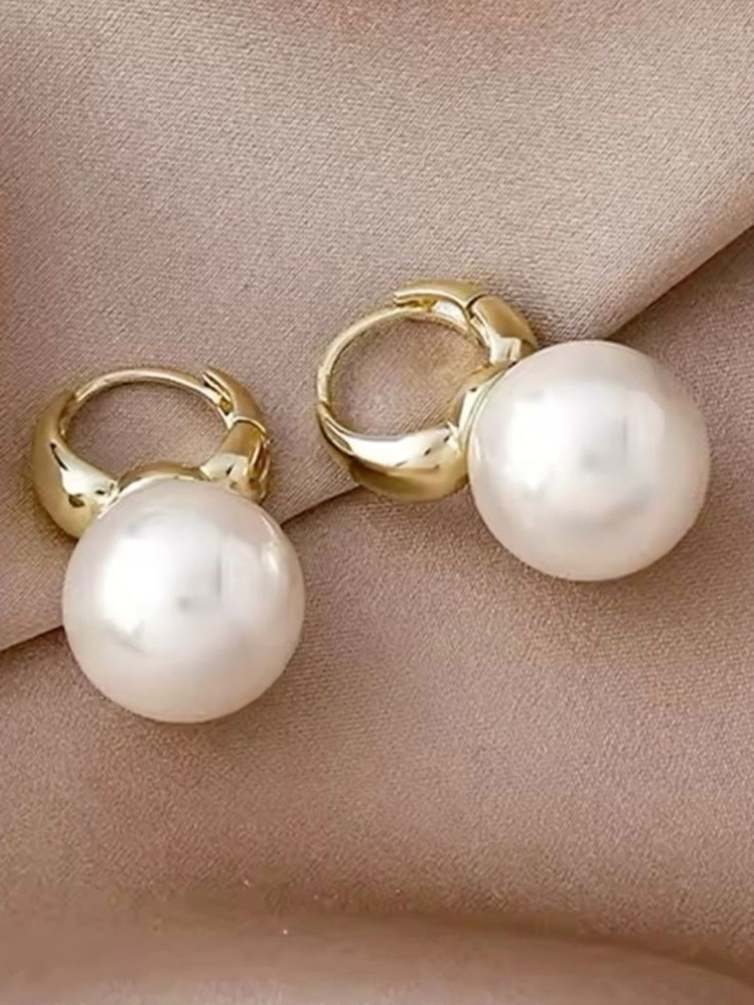 Gold Plated Pearl Huggie Hoop Earrings – Fashion Jewelry