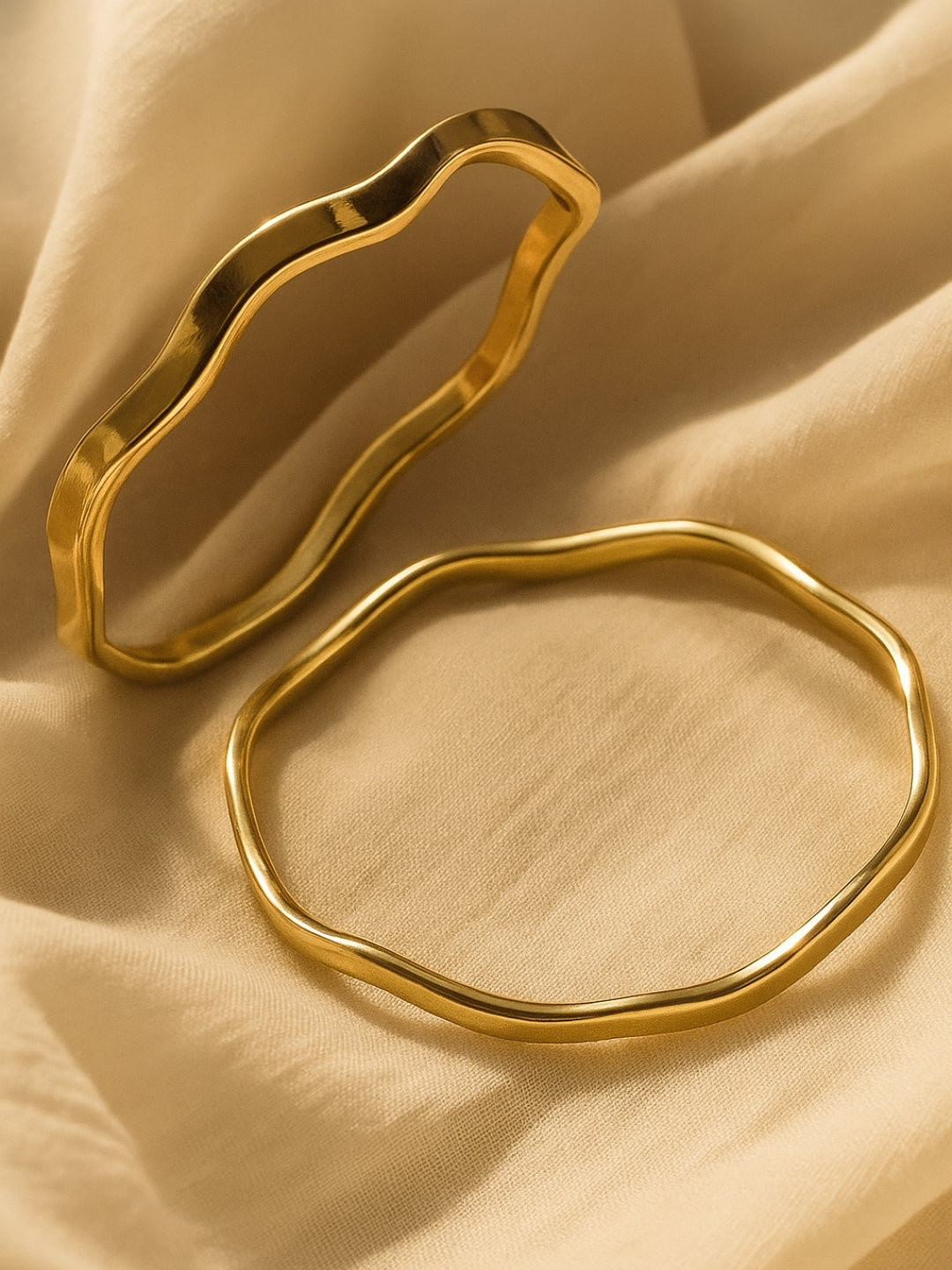 18K Gold Plated Wave Bangles – Anti-Tarnish, Skin Friendly, Water Resistant