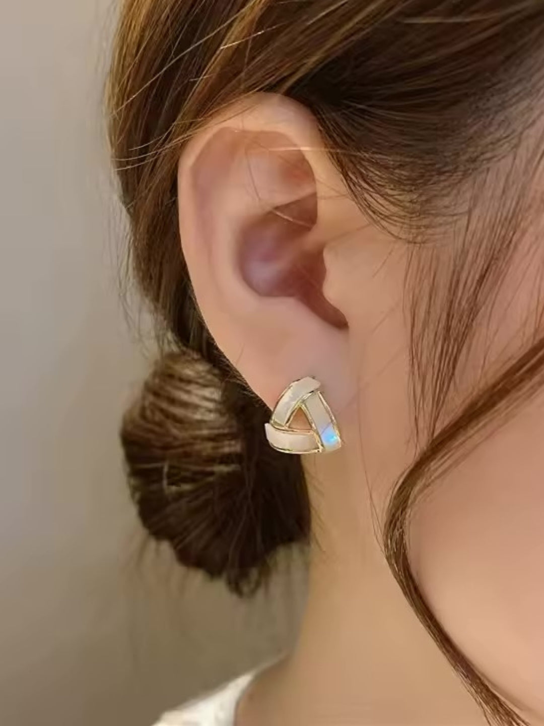 Gold Triangle Enamel Stud Earrings | Fashion Jewelry for Women