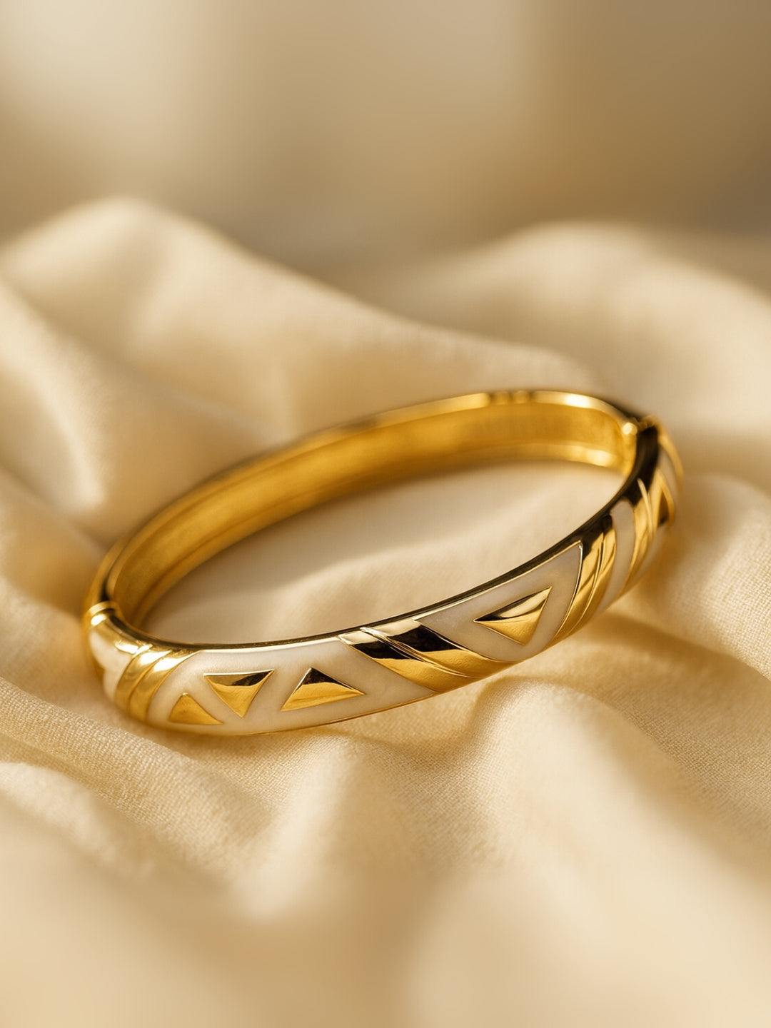 White Designer Enamel Bracelet – 18k Gold Plated, Anti-Tarnish
